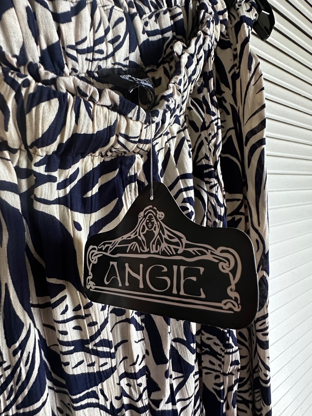 Angie Navy and Cream Botanical Wide-Leg Palazzo Pants - Picture 7 of 10